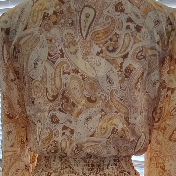 New Paisley Print Cut Out Romper Shorts Sexy Yellow White Boho - Picture 5 of 5